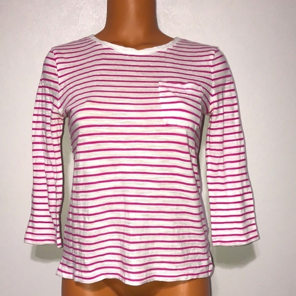 Banana Republic Malibu Tee Pink Stripe Xtra Small